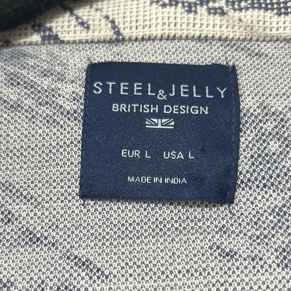 Steel & Jelly Men’s Pinner Wave Effect Short Sleeve Blue Shirt Sz Medium - Picture 9 of 9